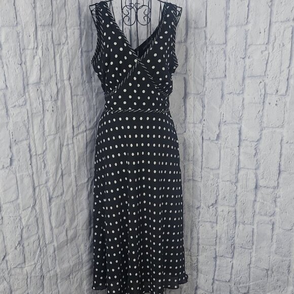 jonathan martin Dresses & Skirts - Jonathan Martin Black and White Polka Dot Midi Dress